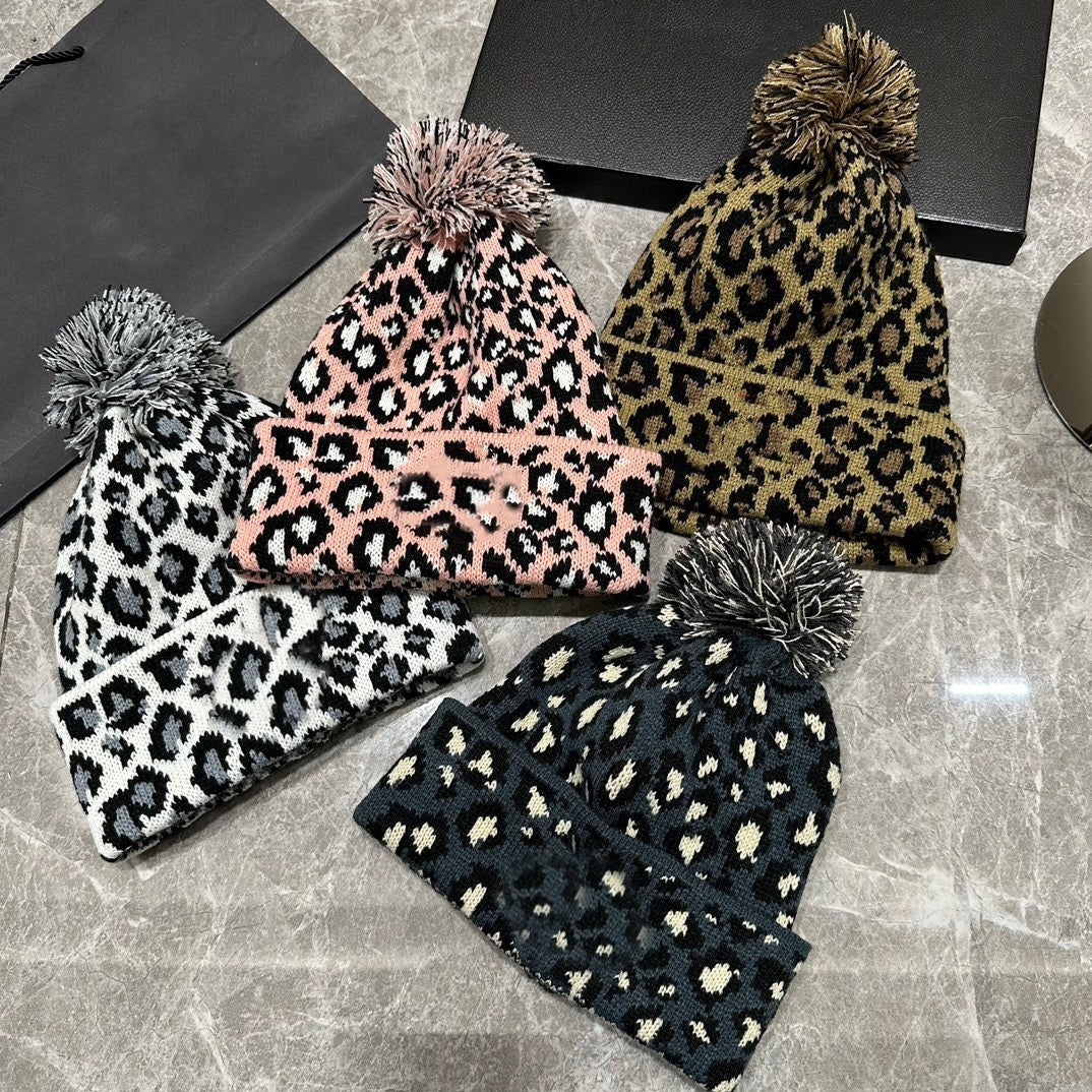 E3582#  Leopard Print Knitted Hat