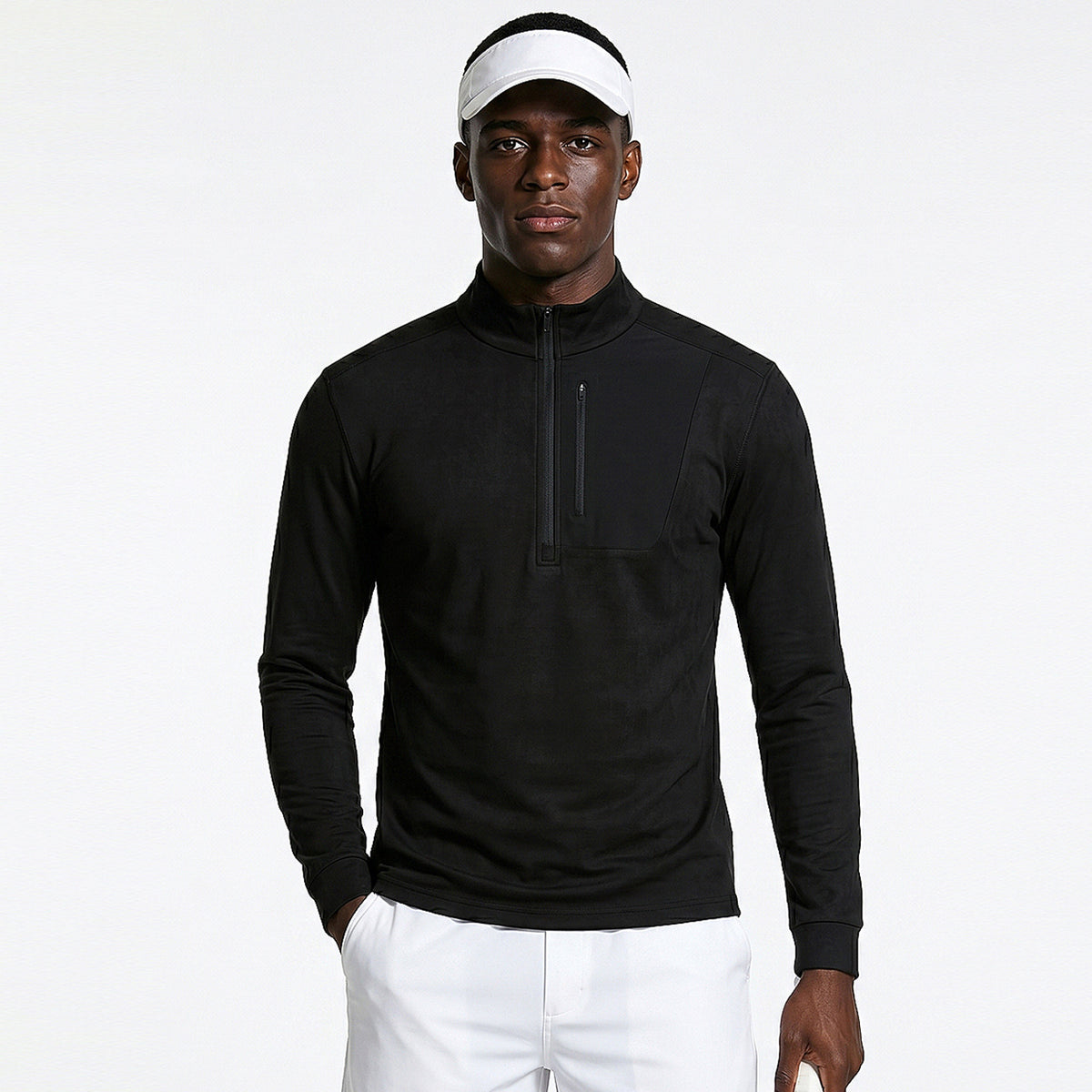 L6206# Men Plus Size Half Zipper Jacket