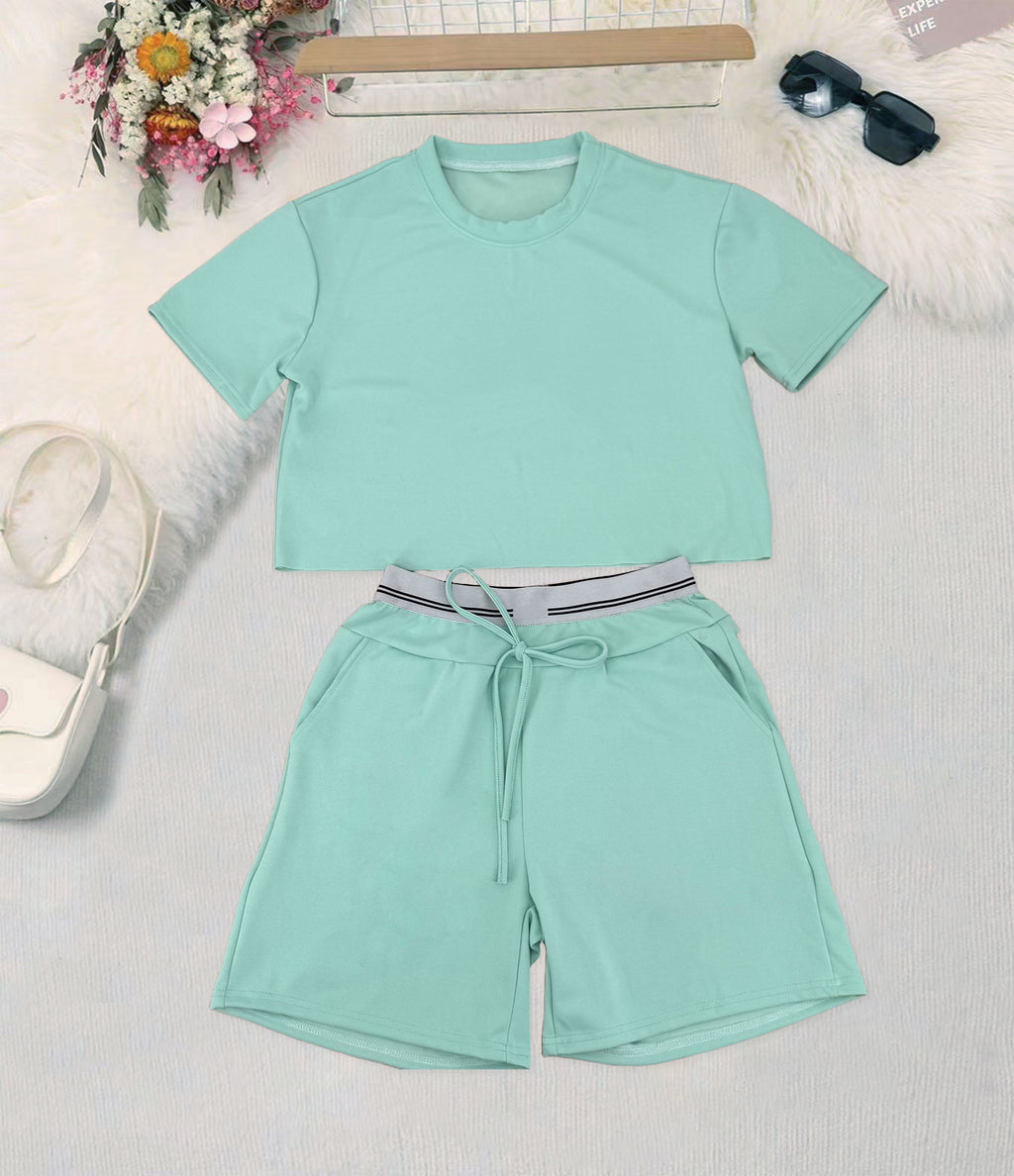 2197#A Women Shirts Shorts Set