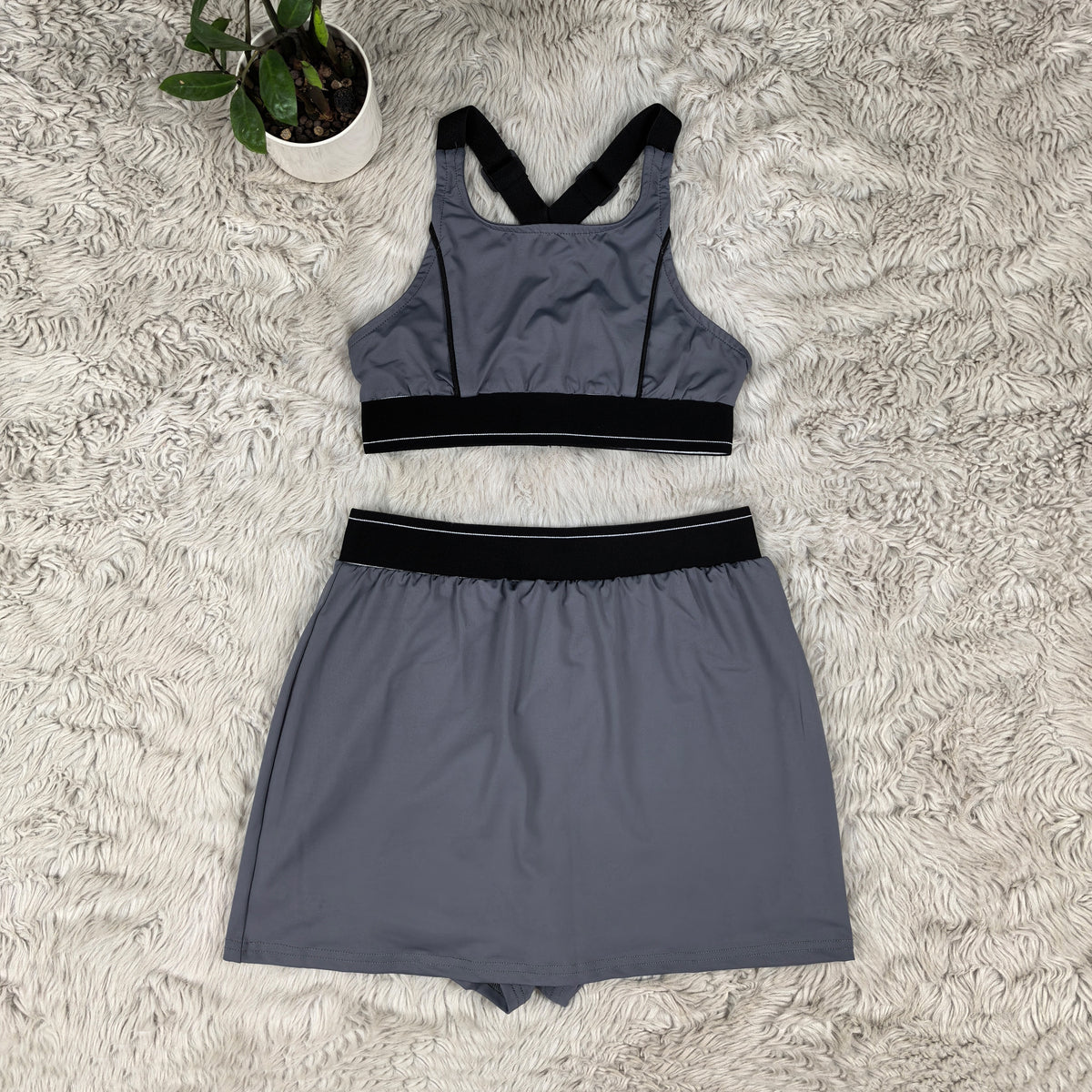 2436# A Women Yoga Bra Skirts Set