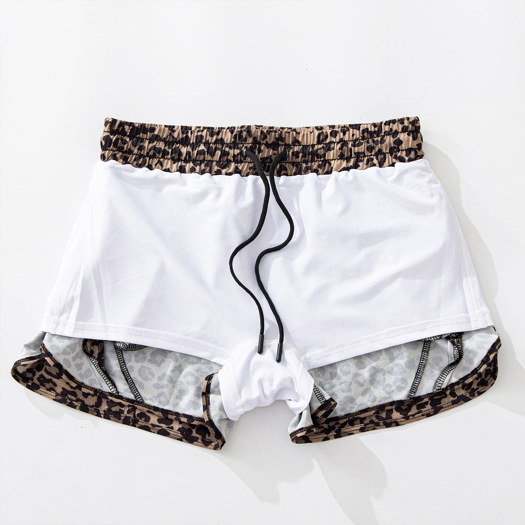 L6139#  Women Yoga Leopard Shorts