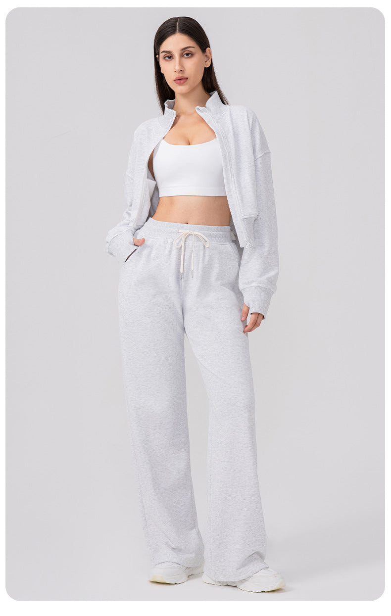 L6538# Silica Gel same colorWomen Yoga Jacket Or Pants