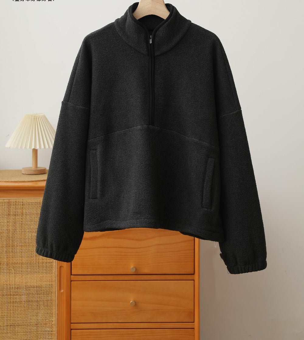 L6785# XY Fleece Half Zipper Sweatshirt