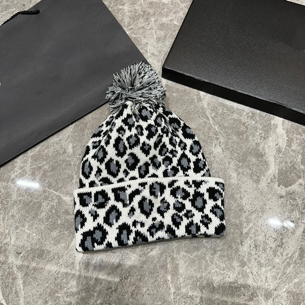 E3582#  Leopard Print Knitted Hat