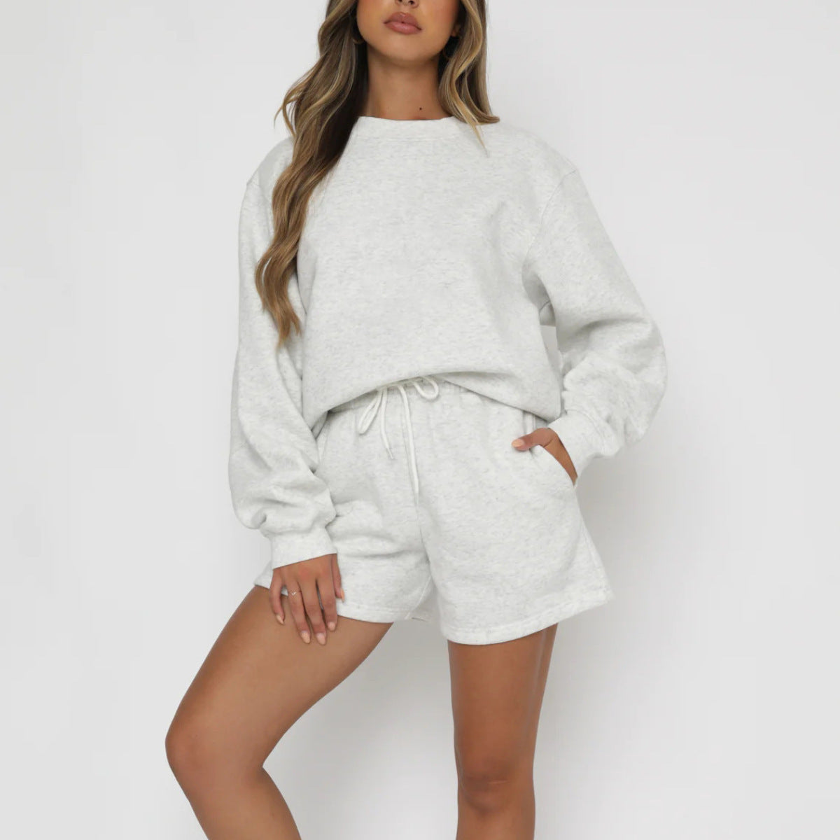 1645# A 3D Silver Women Yoga Hoodies Shorts Set