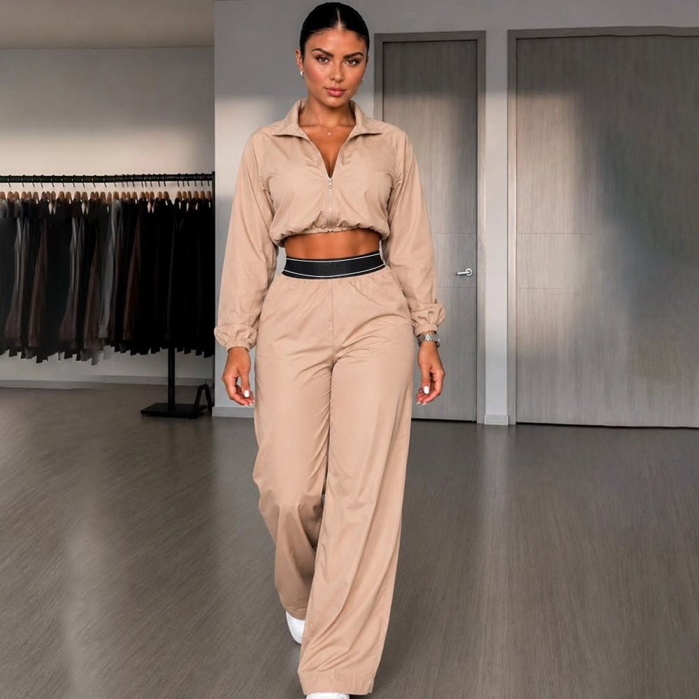 2542#A Women Short Jacket Pants Set