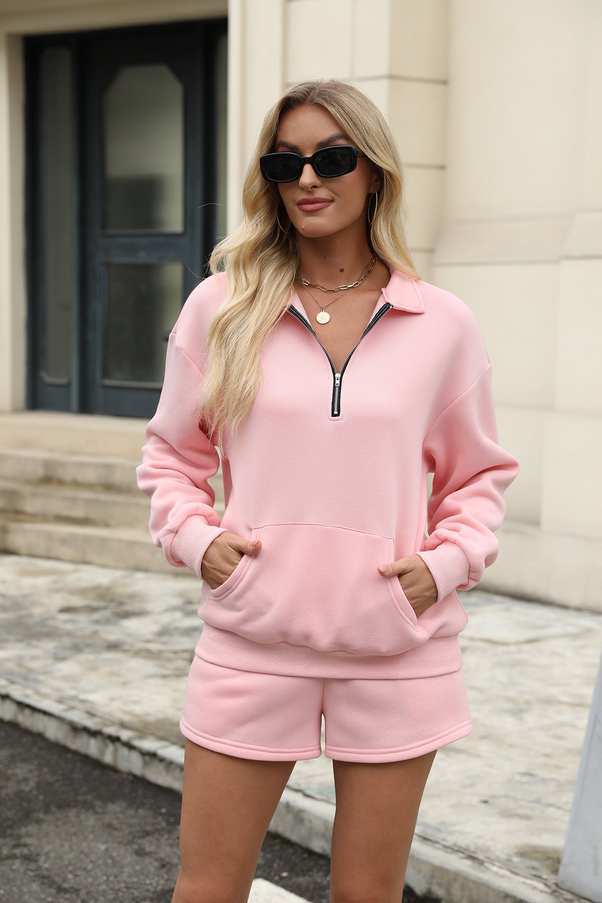 1468#A 3D LOGO Women Hoodie Shorts Set