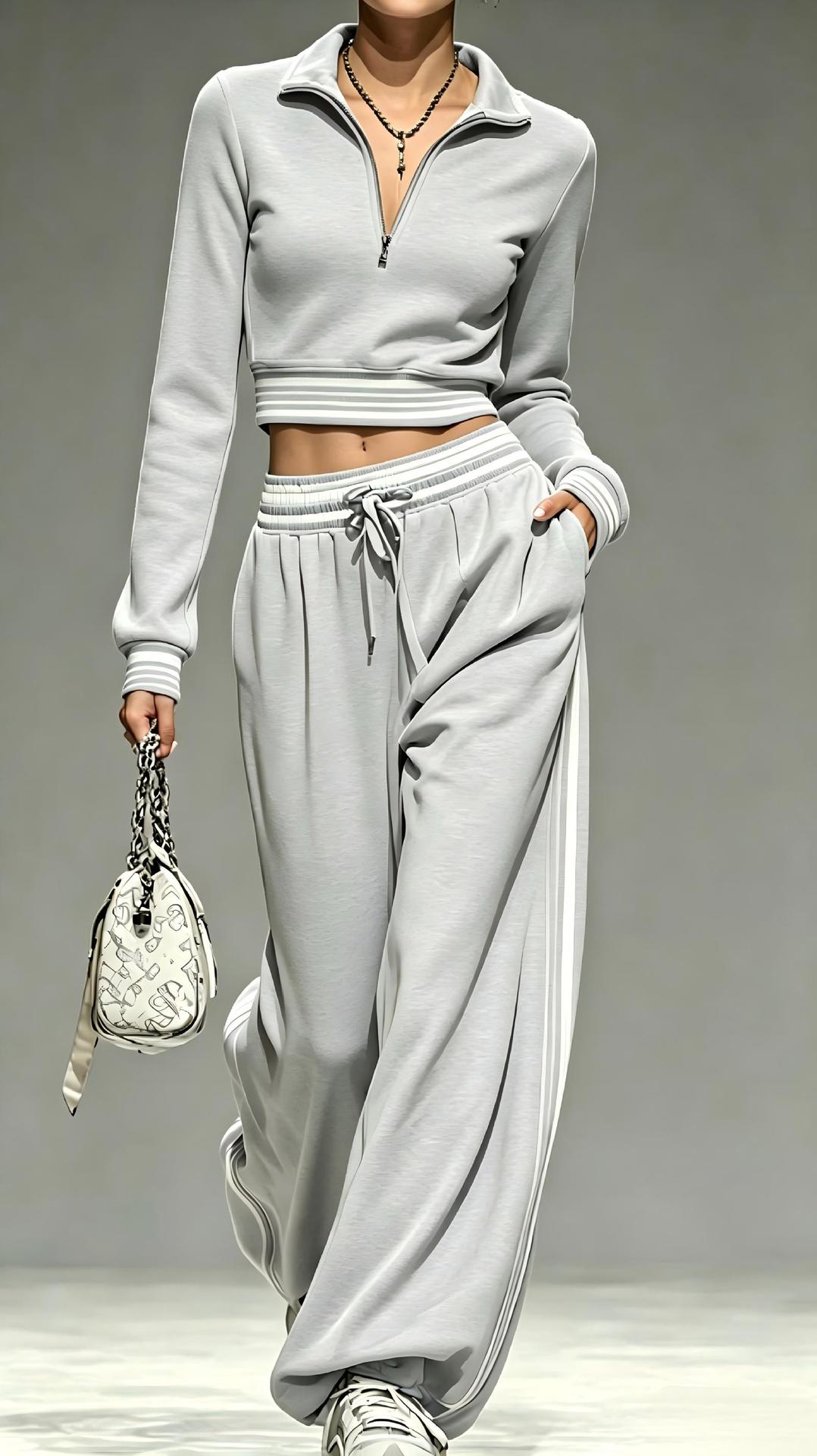 2909# A 3D SIlver Women Pullover And Pants Set