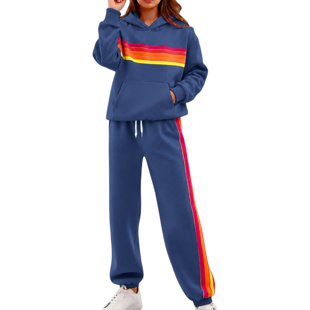 E7400# Women Embroidery Hoodie Pants Set