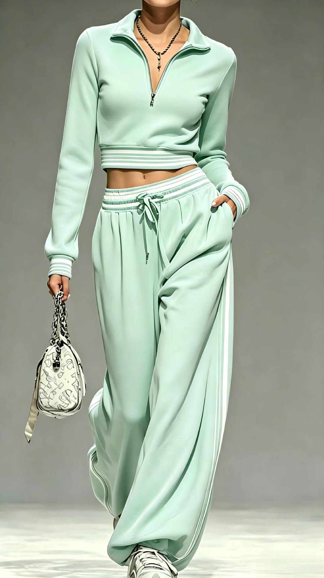 2909# A 3D SIlver Women Pullover And Pants Set