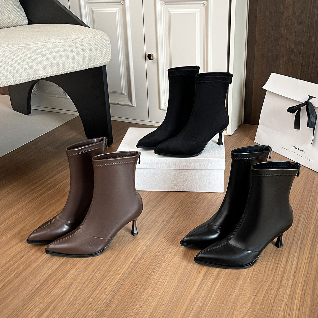 E6371#  High Heel Leather Boots
