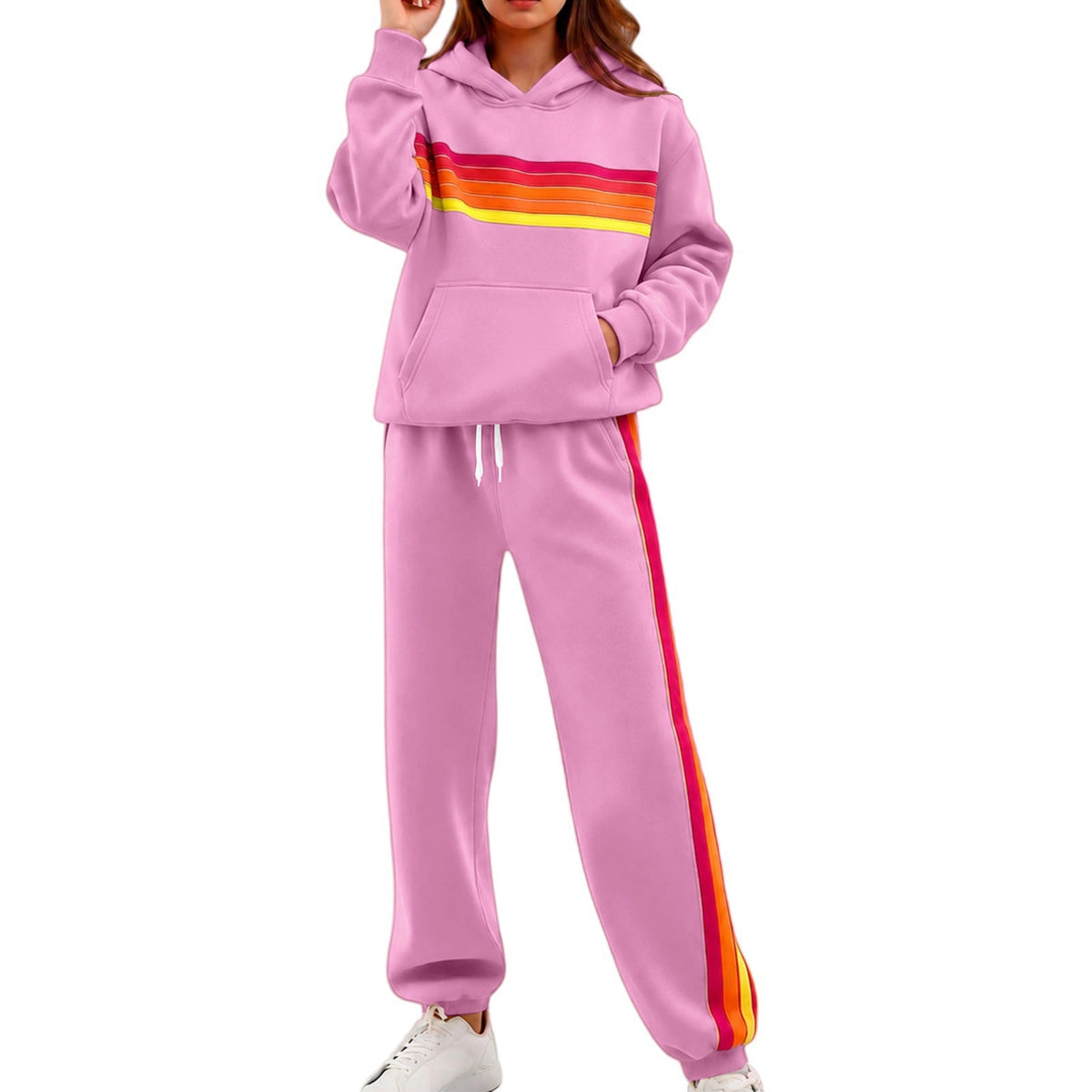 E7400# Women Embroidery Hoodie Pants Set