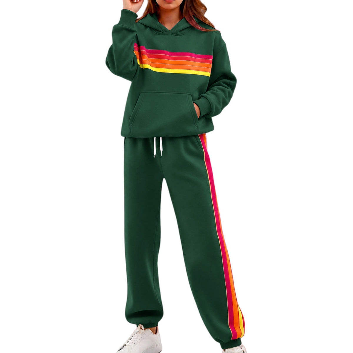 E7400# Women Embroidery Hoodie Pants Set