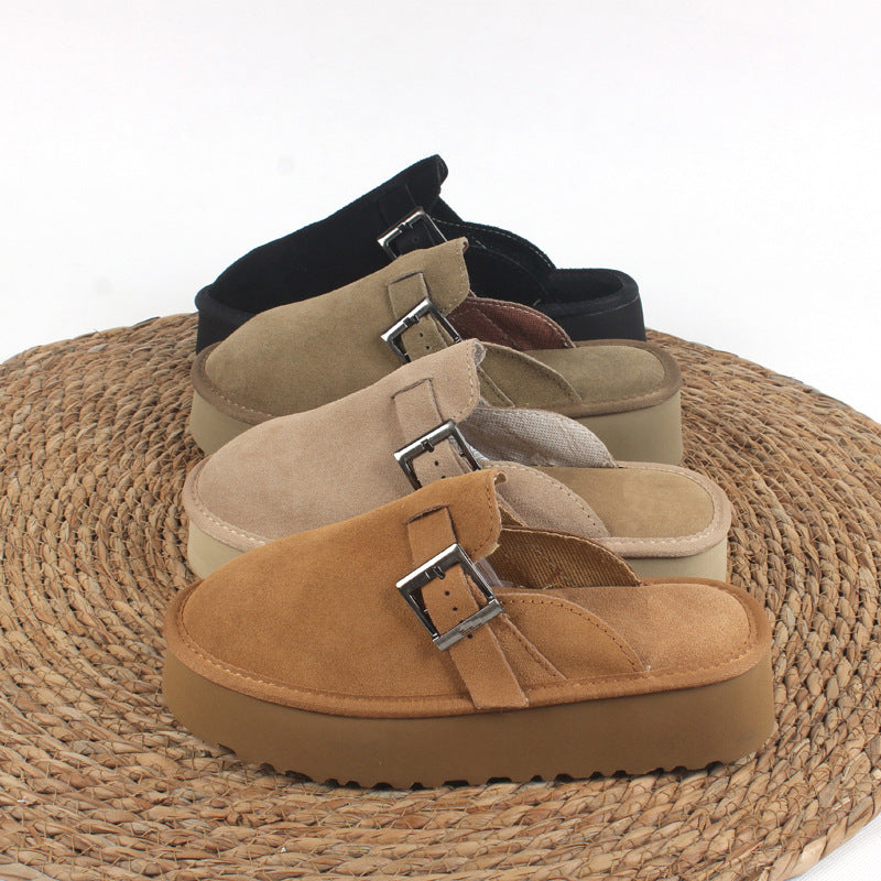 E3061# Women Cow Leather Slipper