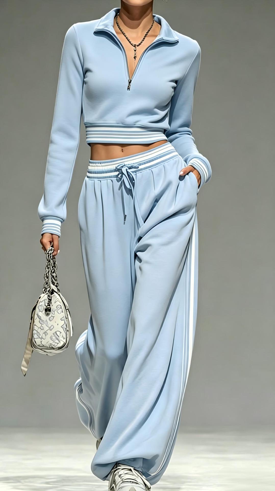 2909# A 3D SIlver Women Pullover And Pants Set