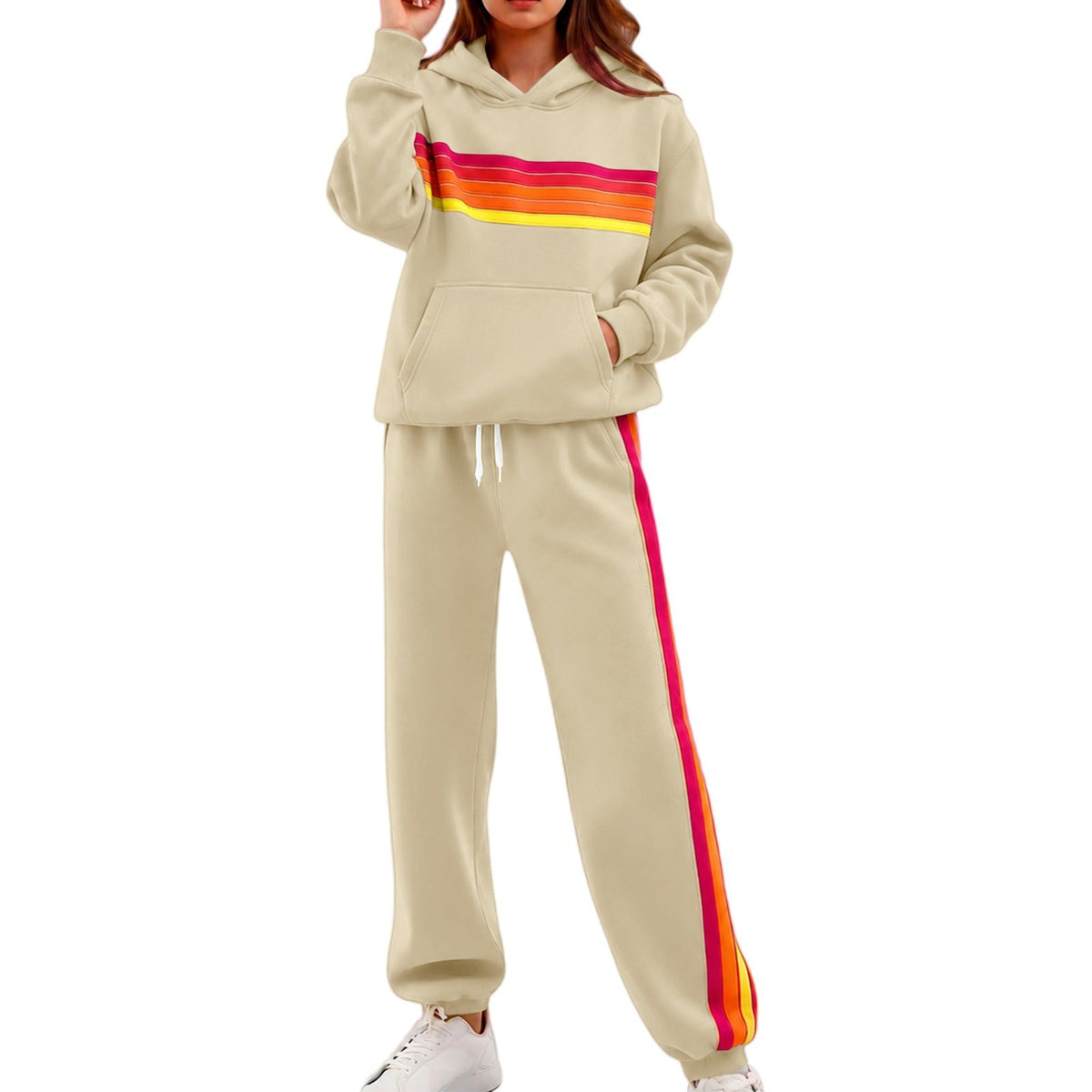 E7400# Women Embroidery Hoodie Pants Set