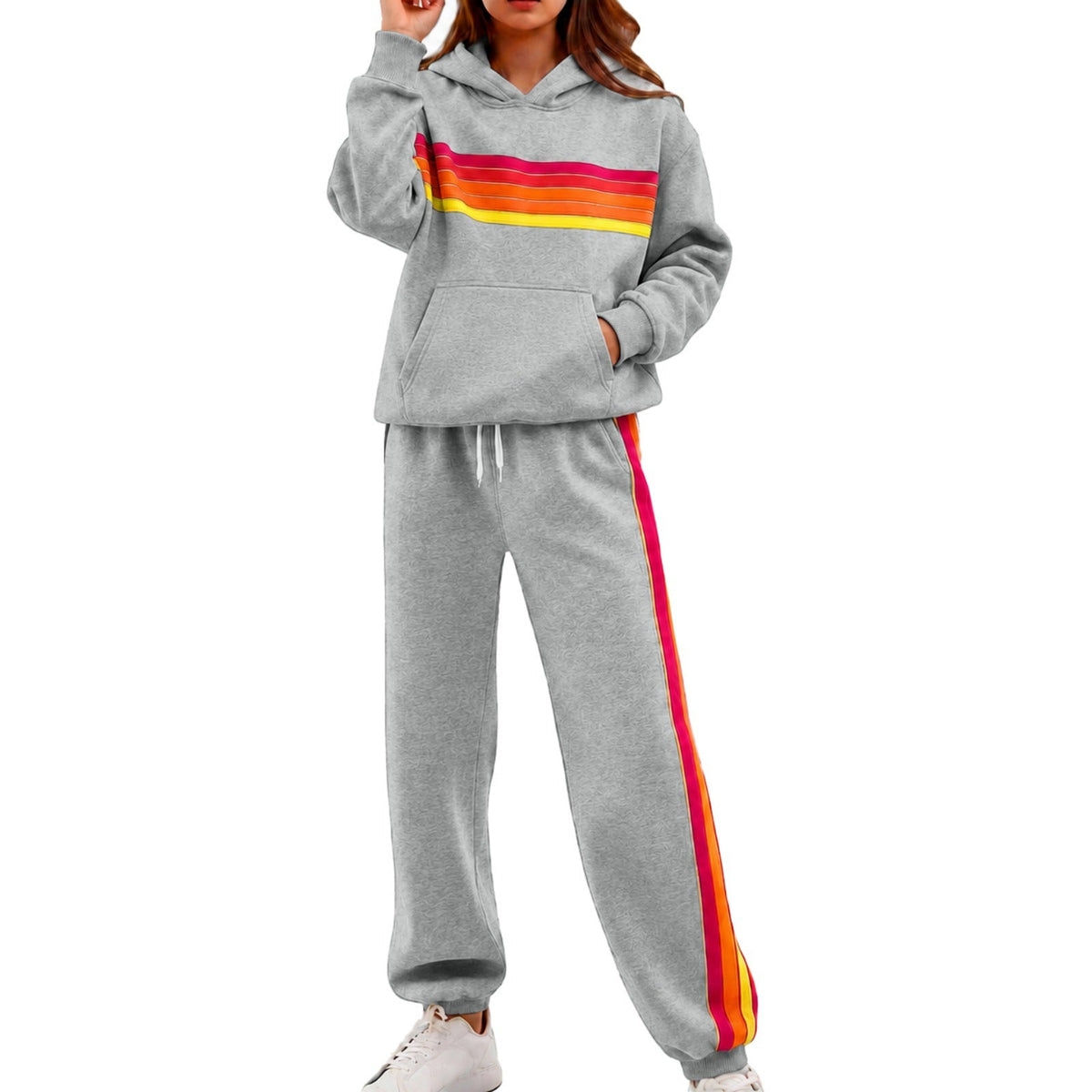 E7400# Women Embroidery Hoodie Pants Set