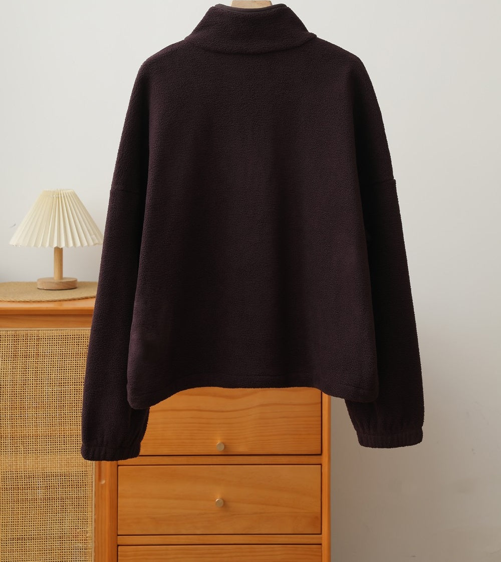 L6785# XY Fleece Half Zipper Sweatshirt