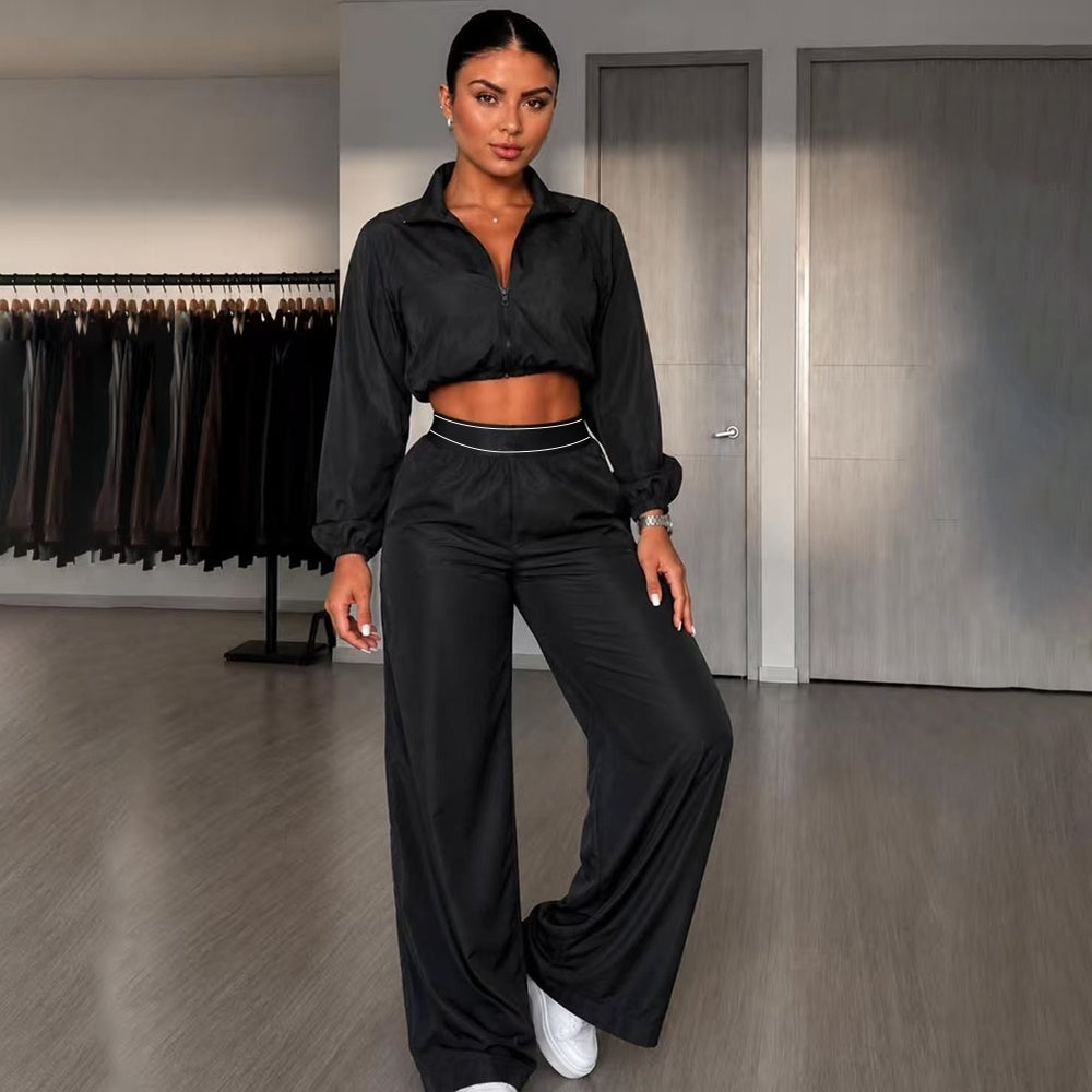 2542#A Women Short Jacket Pants Set