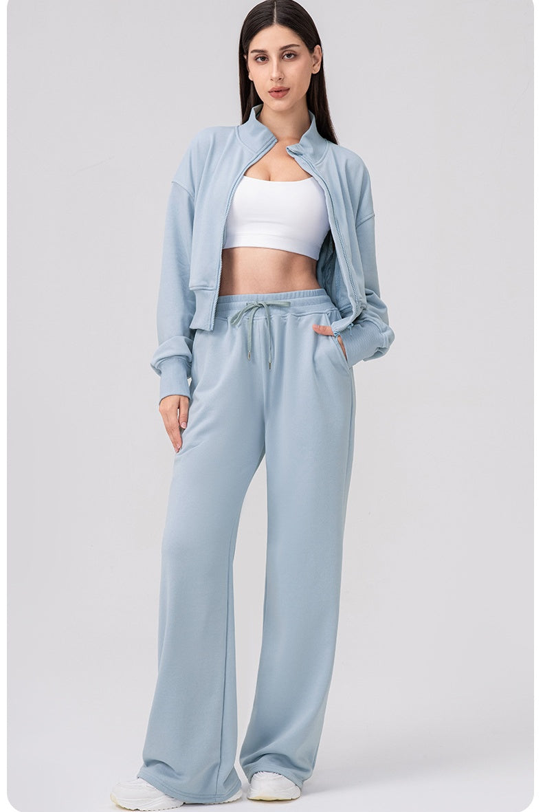 L6538# Silica Gel same colorWomen Yoga Jacket Or Pants