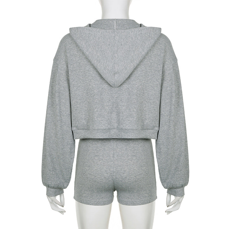 578# A Women Bra Coat And Shorts Three-Piece Set