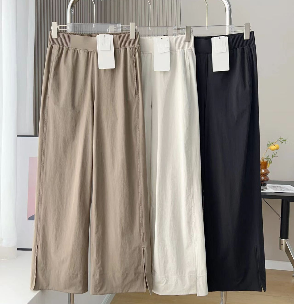 L6489#  Women Wide‑Leg Cropped Pants