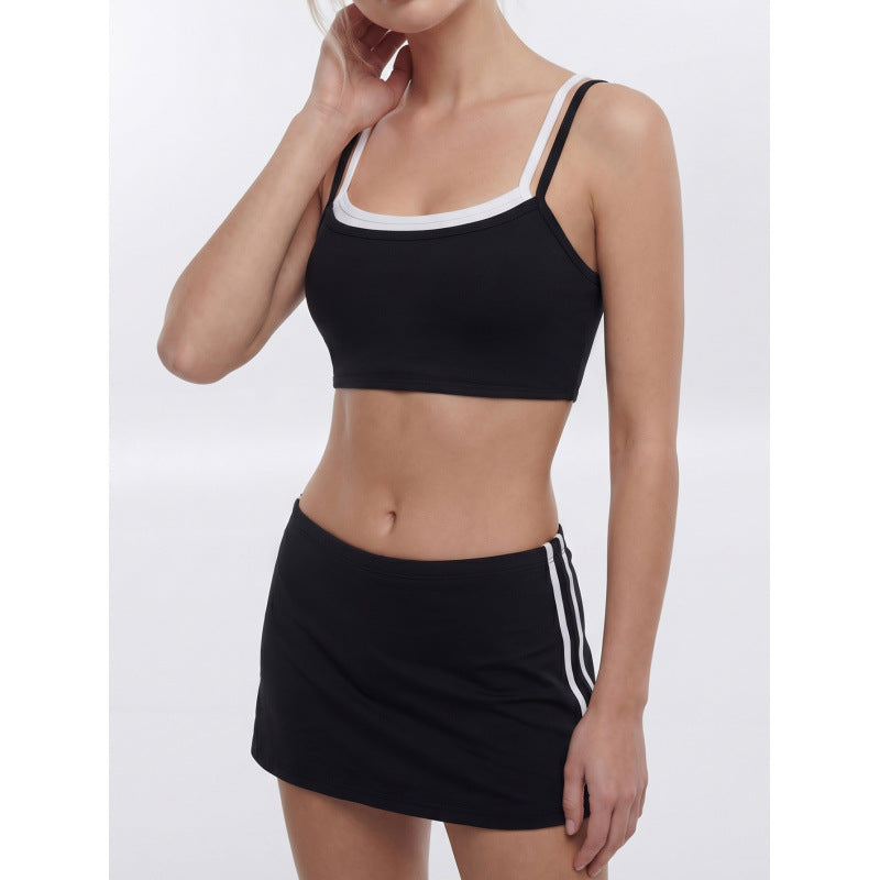 2821# Women Yoga Bra And Skirts Set