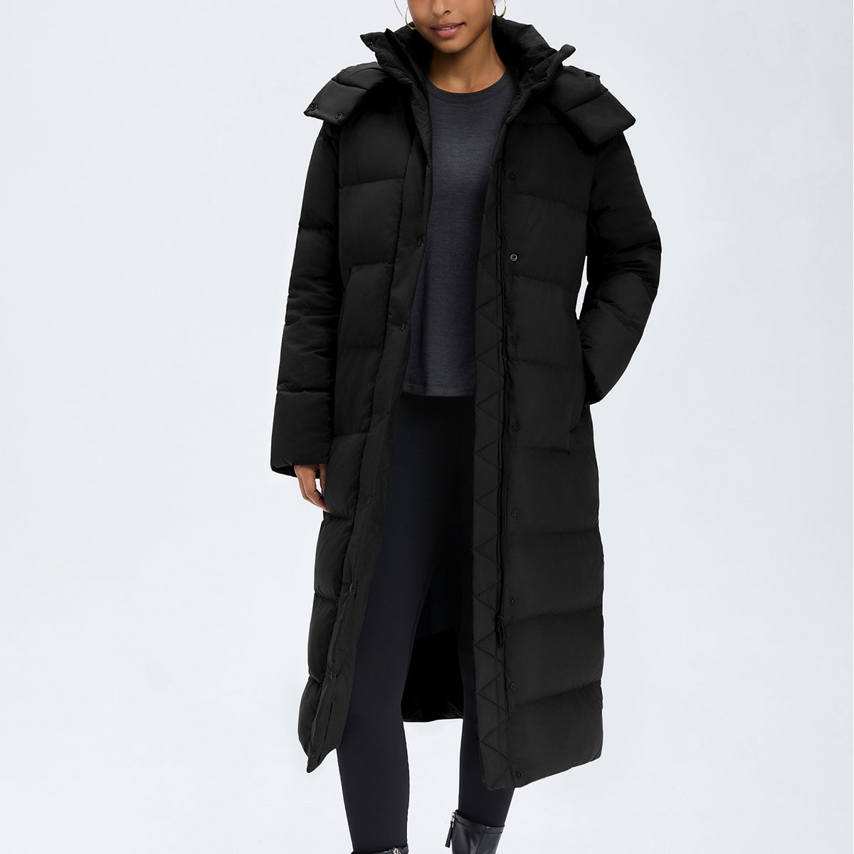 L6667#  Same Color Silica Gel Women Long Goose Down Coat
