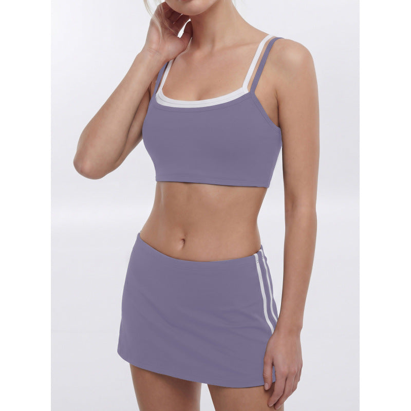 2821# Women Yoga Bra And Skirts Set