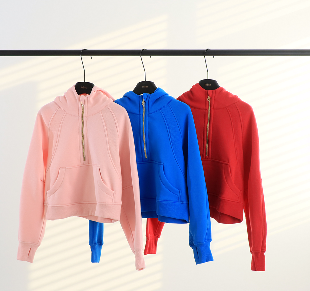 L5864# Women Half zipper Hoodies