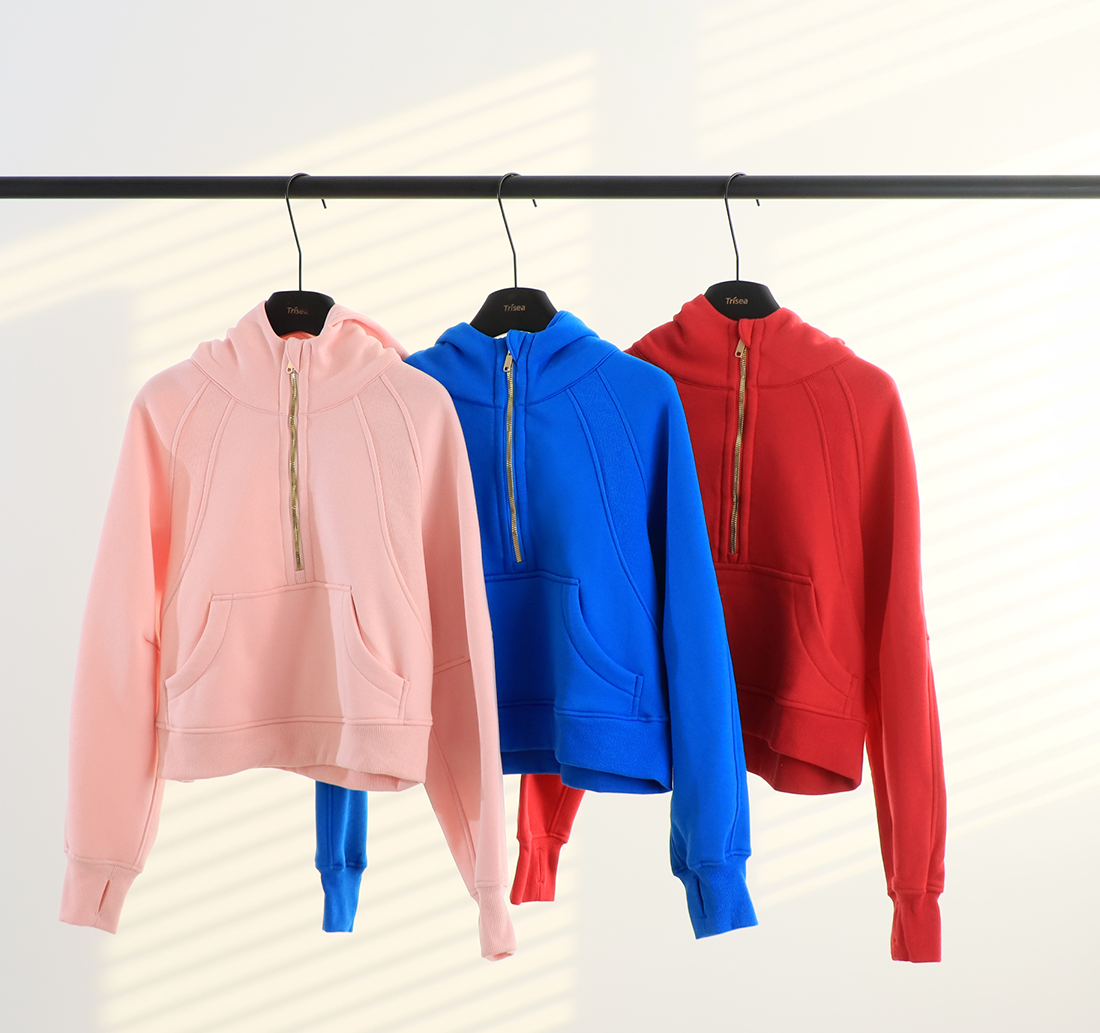 L5864# Women Half zipper Hoodies
