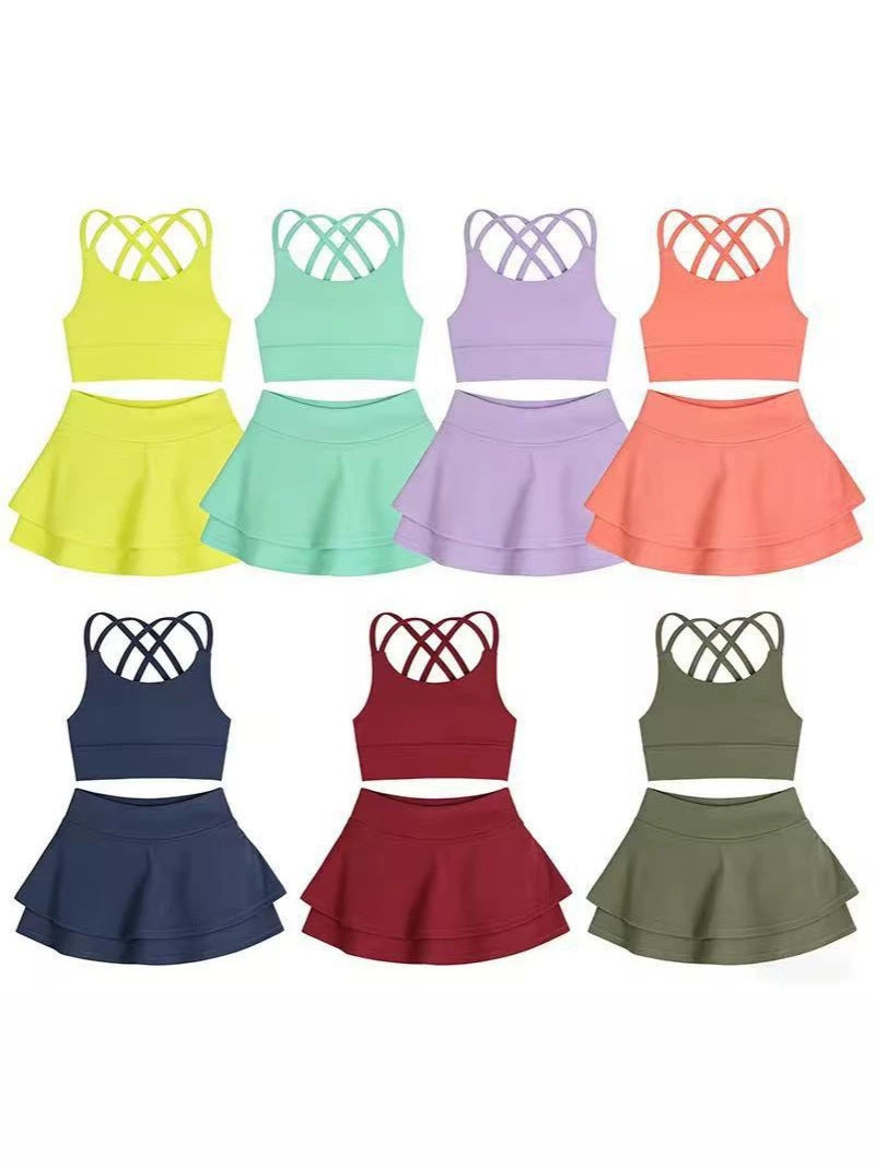L6189#  Kids Bra Skirts Set