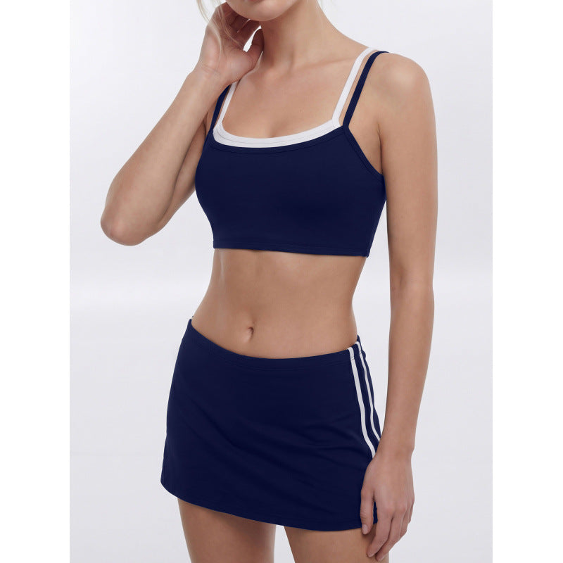 2821# Women Yoga Bra And Skirts Set