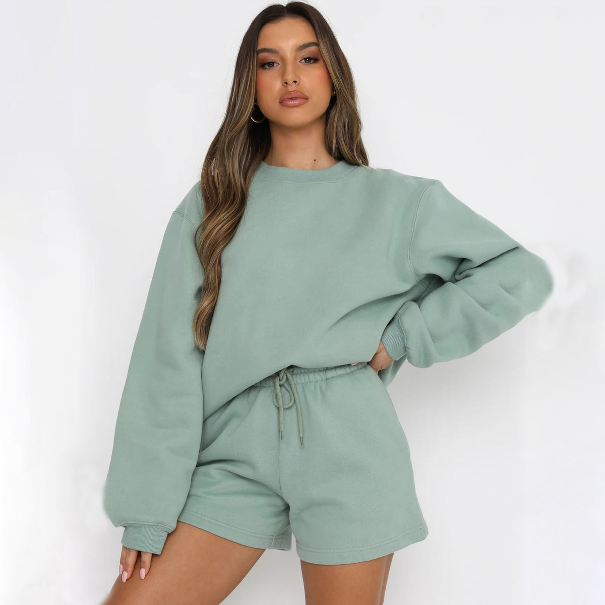 1645# A 3D Silver Women Yoga Hoodies Shorts Set